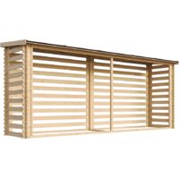 Holz Brennholzregal – 6,7 m3 – B112xL458xH199 cm - Kaminholzregal aussen - Holzhalter für Garten – Fahrrad- Container / Schuppen - TIMBELA M203