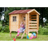 Timbela Kinderspielhaus aus Holz - Spielhaus im Freien für Kinder - B146xL181xH205 cm/1,1m2 Gartenspielhaus - Garten-Sommerhaus für Kinder M501B