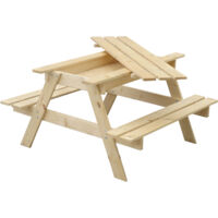 Kinderstuhlset aus Naturholz mit Sandkasten - H50 x 90 x 90 cm - TIMBELA M010-1