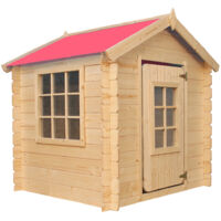 Kinderspielhaus aus Holz -Spielhaus im Freien für Kinder (ohne Boden) - 111x114xH121 cm/0.9 m2 - (Die Dachfarbe ist rot) Timbela M570R-1