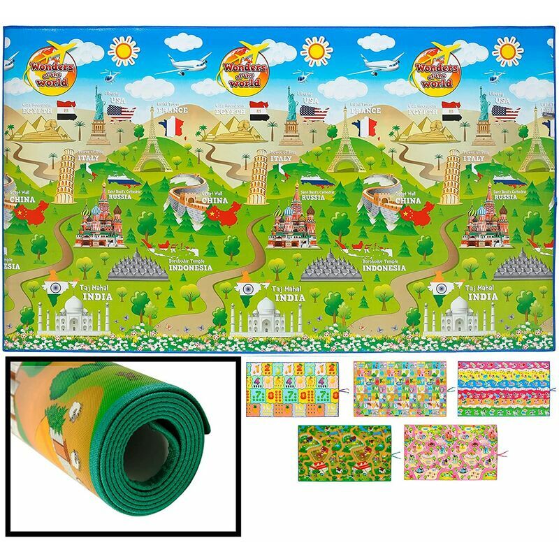 Alfombra Infantil Educaplay paises 120x200cm para bebes acolchado y resistente lucahome 120x100cm