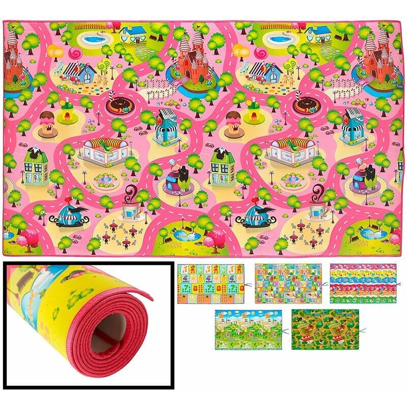 Alfombra Infantil Educaplay castillos 120x100cm para bebes acolchado y resistente lucahome