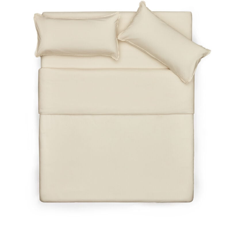 Kave Home - Copripiumino Ciurana 100% cotone con pizzo naturale per letto  di 150/160 cm