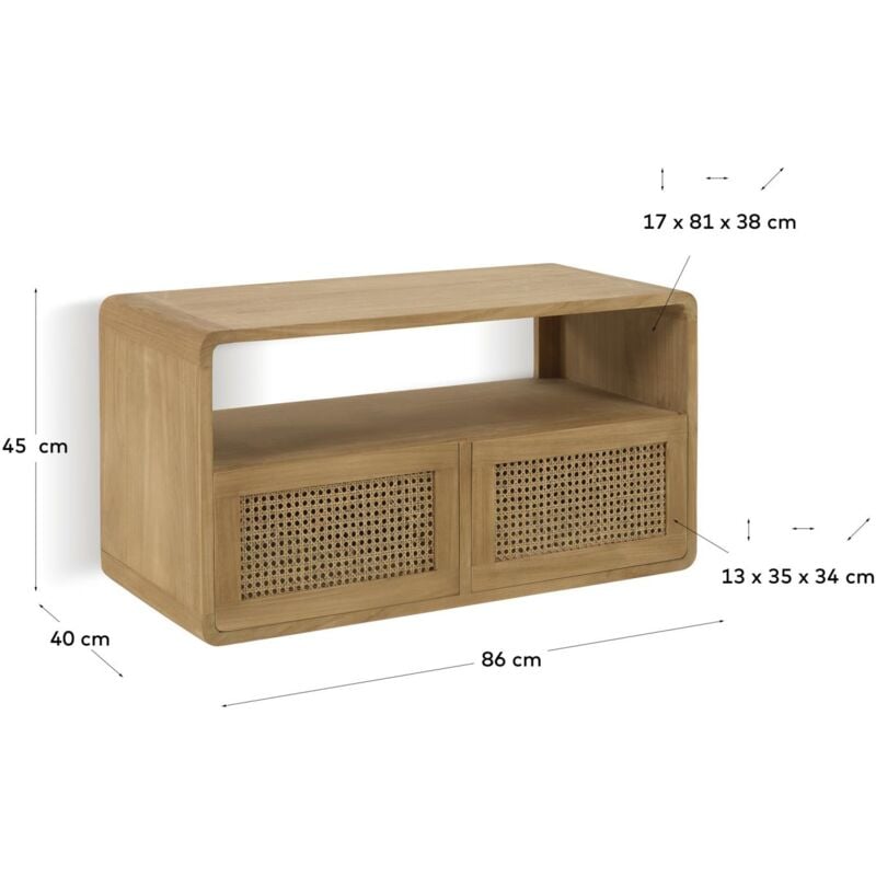 Kave Home - Mobile da bagno Sabiela in legno massello di teak 86 x 45 cm