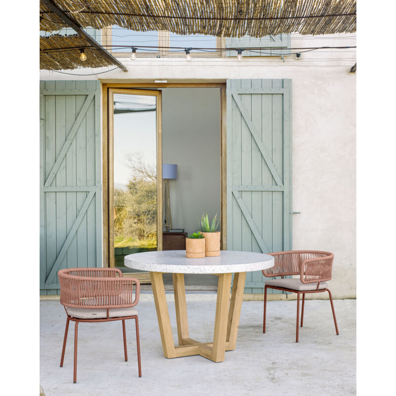 Kave Home - Shanelle tavolo rotondo in terrazzo bianco Ø 120 cm