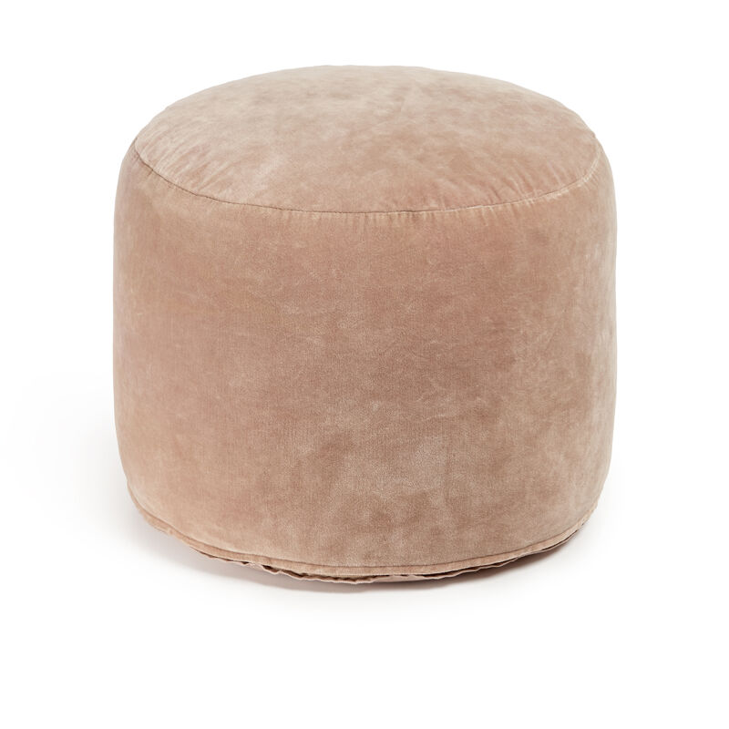 Kave Home - Pouf rotondo Angelica 100% 100% cotone in velluto rosa Ø 45 cm