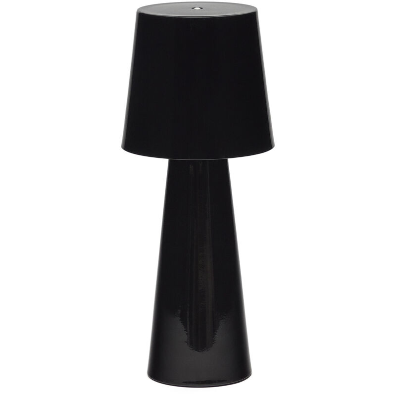 Kave Home - Lampada da tavolo Arenys grande in metallo verniciato nero