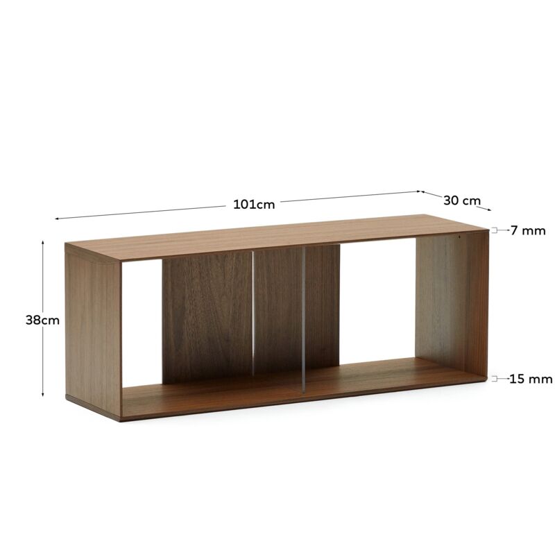 Kave Home - Modulo libreria grande Litto impiallacciato noce 101 x 38 cm