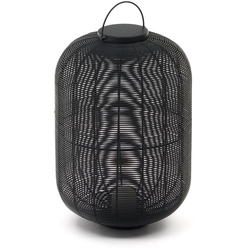 Kave Home - Lampada da tavolo grande portatile Saranella in rattan  sintetico nero