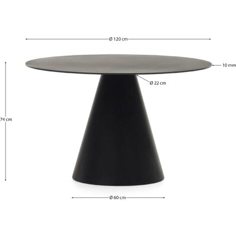 Kave Home - Tavolo Wilshire in vetro temperato e metallo verniciato nero Ø  120 cm