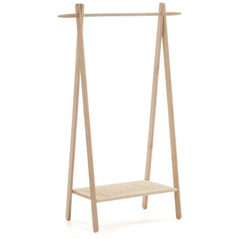 Kave Home - Appendiabiti Natane in legno di rovere e rattan 95 x 152 cm