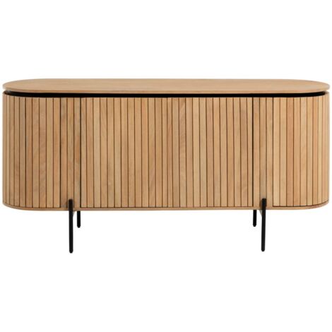 Kave Home - Credenza Licia 4 ante in legno massello di mango e metallo  verniciato nero 170