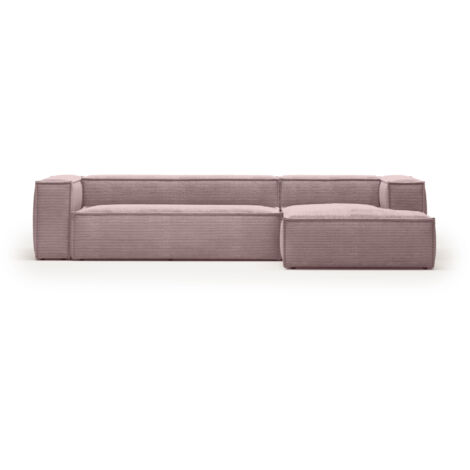 Divano Blok 4 posti chaise longue destra in velluto a coste spesse grigio  330 cm