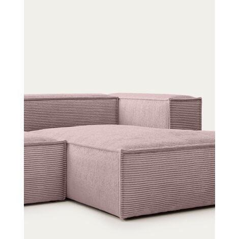 Kave Home - Divano Blok 4 posti chaise longue destra in velluto a coste  spesse rosa 330