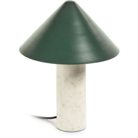 Kave Home - Lampada da tavolo Valentine in marmo bianco e metallo finitura  verniciata verde