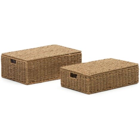 Kave Home - Set Tossa di 2 scatole con coperchio in fibre naturali 57 x 36  cm /