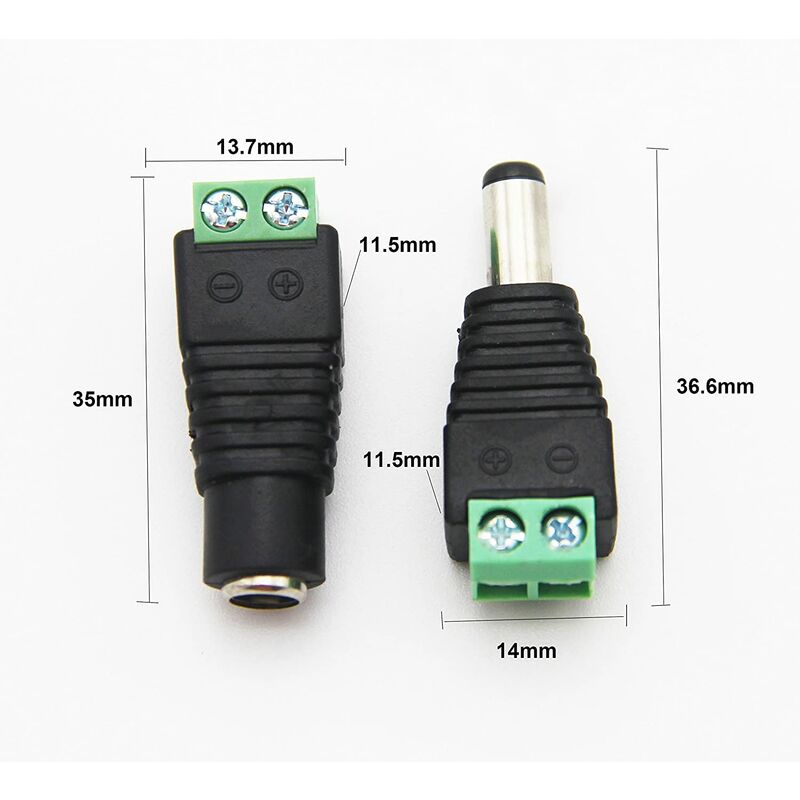 compatibles avec bandes LED et CCTV 12 V Digitalkey 5 paires de connecteurs d'alimentation CC 5,5 mm x 2,1 mm mâle/femelle 