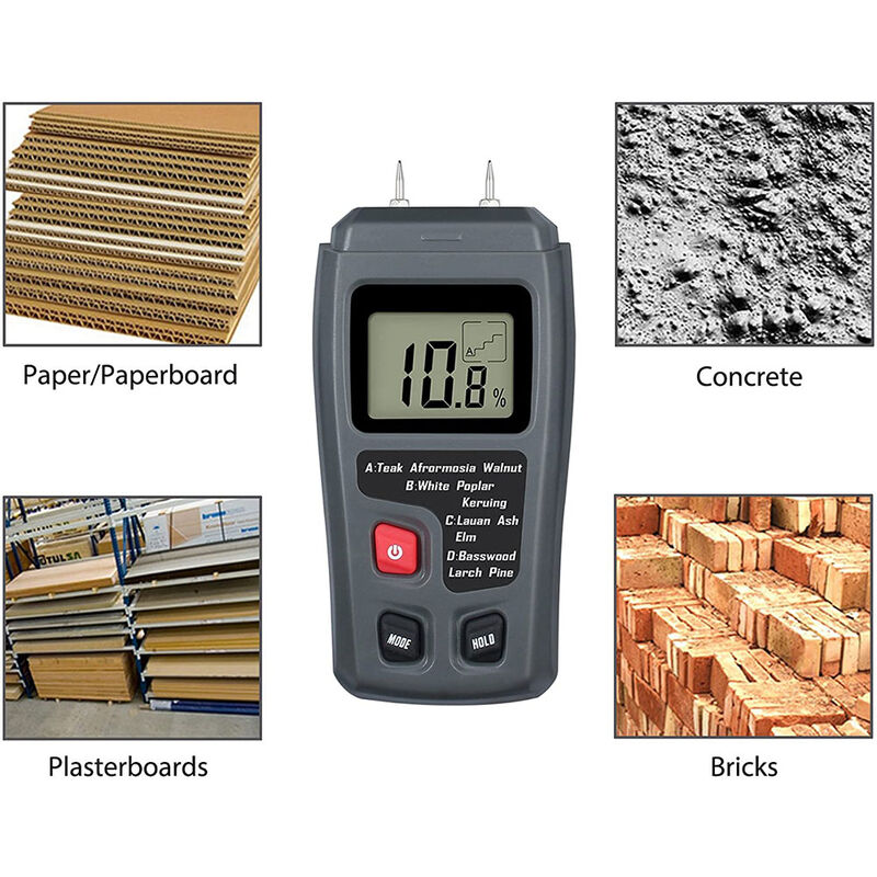 Testeur dhumidité numérique en bois LCD compteur dhumidité compteur pour humidificateur de bois pour murs en bois de chauffage bois plancher de papier 