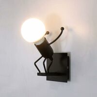 Applique Murale Robot,CrĂ©ative Little Iron Man Wall Light,RĂ©tro Cartoon Appliques,pour Bar Chambre Cuisine Restaurant CafĂ© Couloir