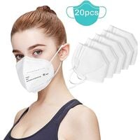 FFP2 - KN95 Masque de protection respiratoire Masque anti-poussière Masque respiratoire Masque facial à 5 couches 20 pièces certifié par l'union européenne