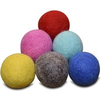 Fournitures confortables pour animaux de compagnie, lot de 6, -100 % jouets de boule en feutre de laine pour chats et chatons, boules de laine de chat écologiques colorées faites à la main, 6 couleurs