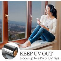 Film de fenêtre Protection solaire Film de protection thermique auto-adhésif 99% Protection anti-UV, Film miroir réfléchissant Protection Confidentialité pour le bureau à domicile