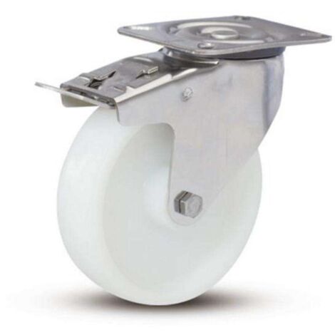 RUEDA 100 GIRATORIA PLATAFORMA INOX NYLON FRENO 150K