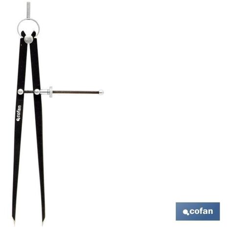 COFAN compas de muelle puntas 300 mm , Compás de puntas con muelle. Cuenta con una tuerca de ajuste rápido en uno de sus laterales. El compás se utiliza para tomar medidas sobre la