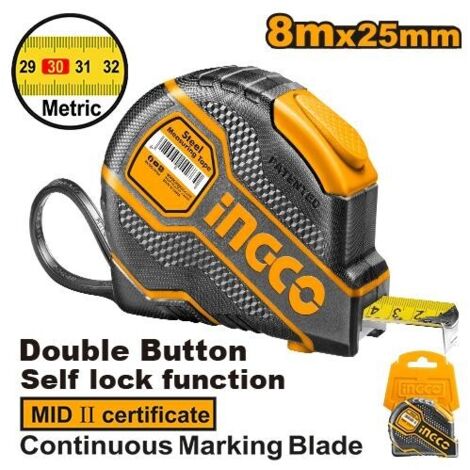 -CAHERSA- Flexómetro PRO 8 MTS 25MM INGCO HERRAMIENTA INDISPENSABLE