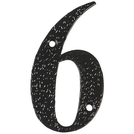 AMIG numero 6 -m.4 negro 10cm. blister , Número 6 de forja M.4. Pintado con pintura epoxy. Ideal para puertas y fachadas de exteriores, en edificios, casas, etc. Con 2 huecos para
