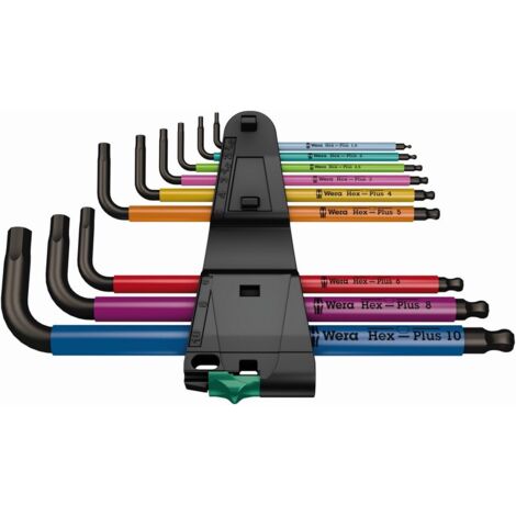 WERA JUEGO LLAVES ALLEN LARGA BOLA COLORES (ESTUCHE 9 PZ.
