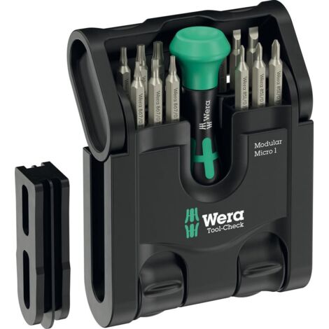 WERA JUEGO PUNTAS DESTORNILLADOR 1/4"+MANGO M.MICRO 1 (ESTUCHE 21 PZ.
