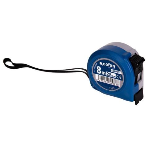Flexómetro estándar con botón de bloqueo y funda antichoque 8m x 25mm fabricado en ABS y metal