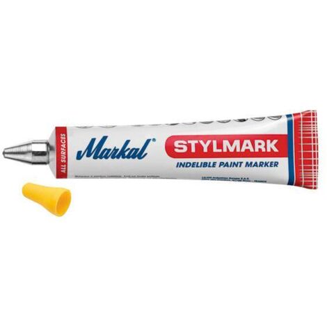 Markal – tubo de marcado de bola y pintura indeleble 50ml amarillo (por 10)