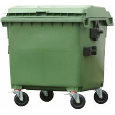 CONTENEDOR BASURA 800 L.C/RUEDAS+TAPA ABATIBLE VERDE