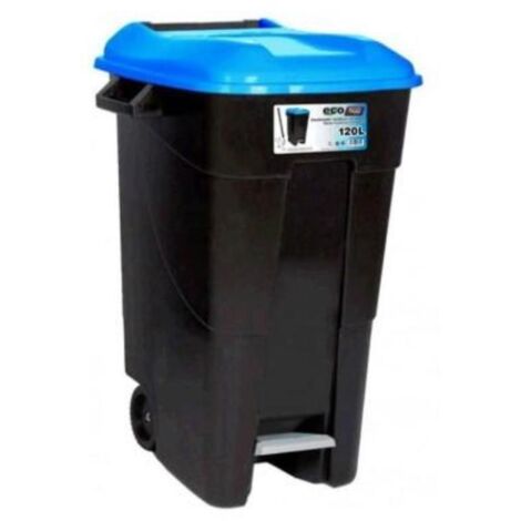 CONTENEDOR NEGRO CON PEDAL 120 L-TAPA AZUL - 423024