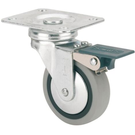 RUEDA .60 GIRATORIA PLATAFORMA GOMA GRIS FRENO 25K (1/2)
