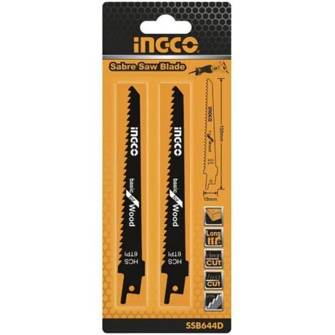 INGCO HOJA SIERRA SABLE MADERA 190 MM (BLISTER 2 PZ.SSB644D