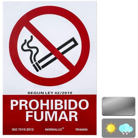 Cartel señal 210x300mm pvc prohibido fumar normaluz