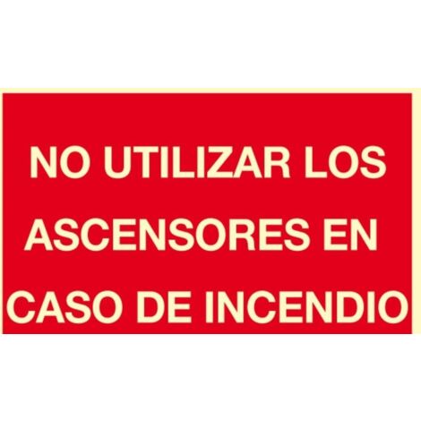 CARTEL PVC 210150 mm.NO UTILIZAR LOS ASCENSORES EN CASO INCENDIO