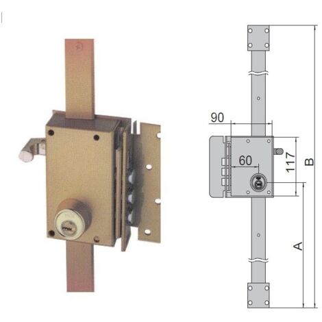 UCEM CERRADURA 4516S 60 3 PUNTOS SOBREPONER MADERA PICAPORTE 3 BULONES DCHA