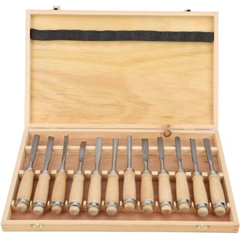 JUEGO GUBIAS TORNO M/MADERA 12 PZ.