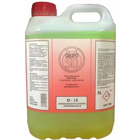 GRUPOSD DESENGRASANTE GENERAL  BIODEGRABABLE UNITOR D-15 (BIDON 5 L.