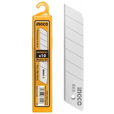 INGCO CUCHILLA CUTTER 18 mm.ESTUCHE 10 U.HKNSB112