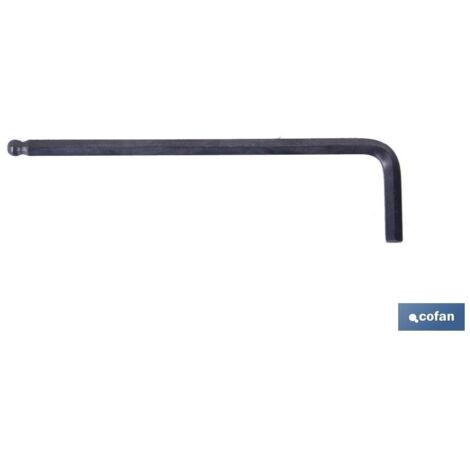 COFAN llave hexag. bola serie larga m-4 caja 5 unid. , Llaves Allen hexagonales serie larga con punta esférica o bola en el extremo largo. Medidas desde sw 1,5 hasta sw 10. Mater