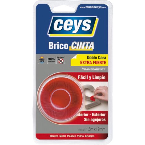 ceys cinta doble cara transparente 1,5 mx19 mm extrafuert 507519