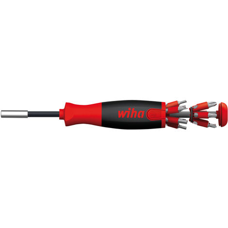 Wiha Destornillador con cargador LiftUp 25 magnético en surtido con 12 bits, de 1/4" (38601)