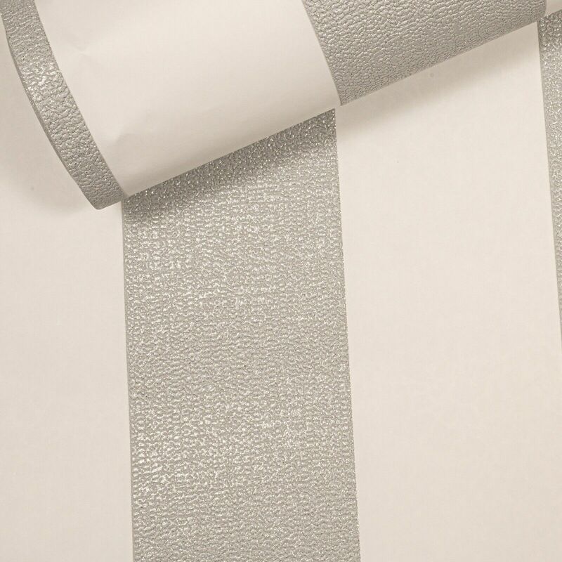 Arthouse Glitterati Stripe Platinum White Silver Luxury Textured Vinyl  Wallpaper