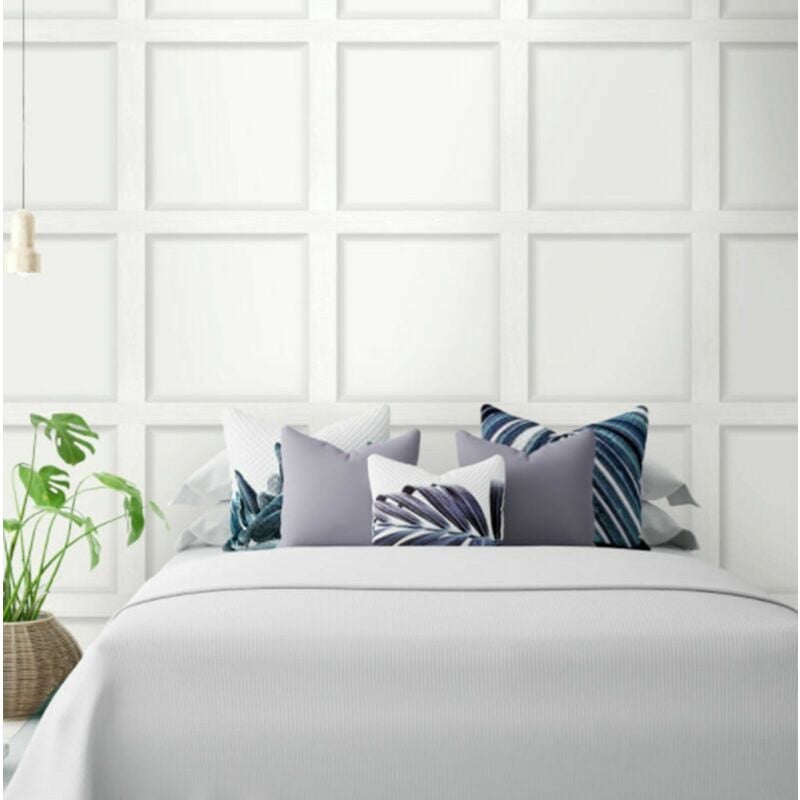 Holden Decor Wood Panel 3d Effect Wooden Panelling White Light Grey Wallpaper 1560