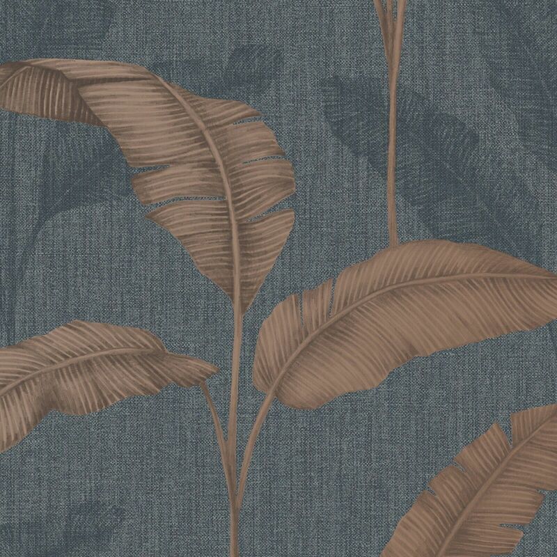 Rasch Elegant Homes Design Library Navy Rust Tropical Amara Palm Leaf Wallpaper